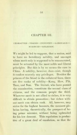Chapter III. Character - usages- industry - language - sciences - religion