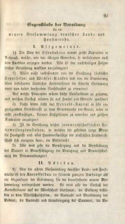 Gegenstände der Berathung für die neunte Versammlung deutscher Land- und Forstwirthe.