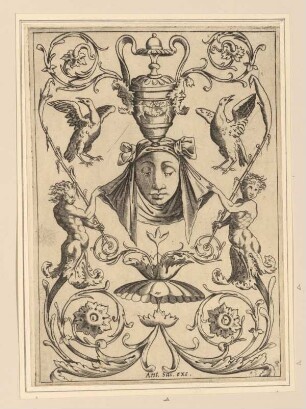 Rankenornament mit Frauenkopf