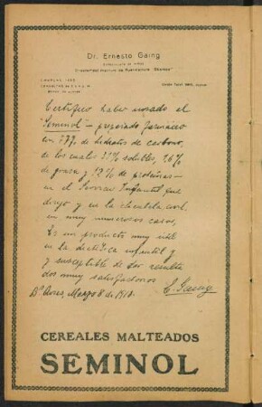 [Carta, escríto de manos de Ernesto Gaing]