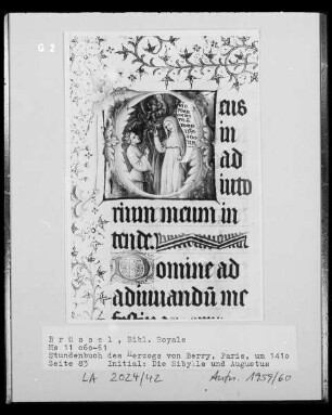 Ms 11060-61, Stundenbuch des Duc de Berry, fol. 83: Initiale mit Sibylle und Augustus