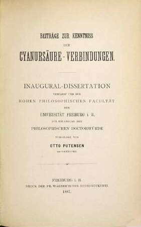 Beiträge zur Kenntniss der Cyanursäure-Verbindungen