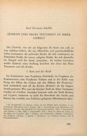 385 - 401 Qumran und Neues Testament in ihrer Umwelt
