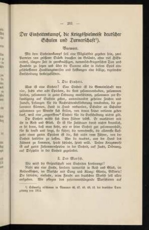 201-229, Der Einheitenkampf, die Kriegsspielweise deutscher Schulen und Turnerschaft