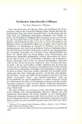 Vierhundert Jahre Botanik in Tübingen