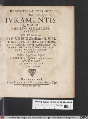Disputatio Iuridica De Iuramentis