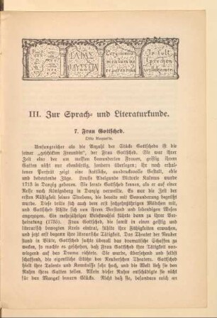 III. Zur Sprach- und Literaturkunde