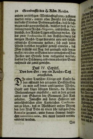 Das IV. Capitel. Von dem Ort/ wo ein Reichs-Tag anzustellen.