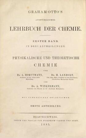 Lehrbuch der physikalischen und theoretischen Chemie, 1. Physikalische Lehren