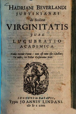 Iustinianaei de Stolatae virginitatis iure lucubratio academica