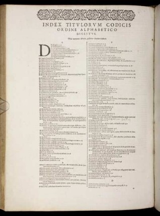 Index Titulorum Codicis Ordine Alphabetico Digestus.