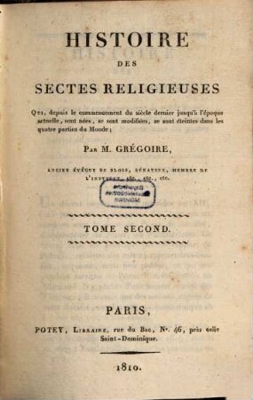 Histoire des Sectes réligeuses. Tome 2 (1810)