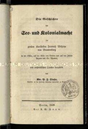 Abhandlung über die Kolonien des Kurfürstentums Brandenburg im Ostseeraum, in Guinea und vor Mauretanien