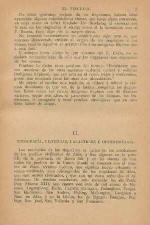 II. Topografía, viviendas, caracteres é indumentaria