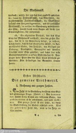 Erster Abschnitt. Die gemeine Arithmetik