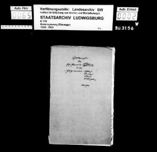 Schuldenwesen der Gesamt- und der Teilgemeinde Feßbach sowie der Teilgemeinden Kubach, Künsbach und Rüblingen