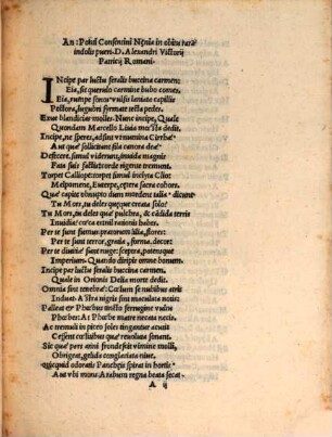 An. Ponti Consentini Naenia in obitu rarae indolis Pueri D. Alexandri Victorii virtutum omnium comitatu ornatissimi Patriciique Romani