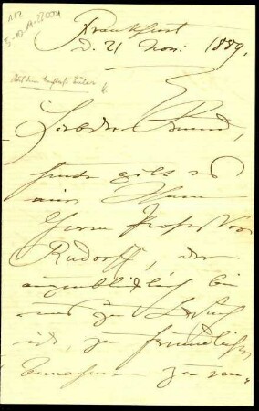 5-10-19-22.0000: Schumann, Clara, geb. Wieck; Pianistin: Empfehlung des Prof. Rudorff für die Musikdirektorenstelle