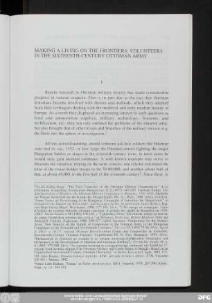 Making A Living On The Frontiers: Volunteers In The Sixteenth-Century Ottoman Army