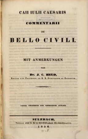 Caii Iulii Caesaris Commentarii de bello civili
