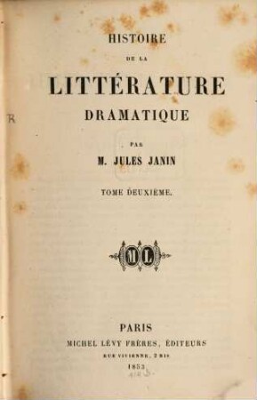 Histoire de la littérature dramatique, 2