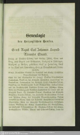 Genealogie des Herzoglichen Hauses