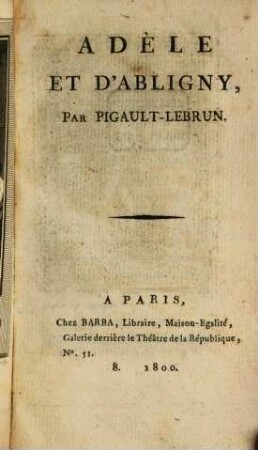 Adéle et d'Abligny