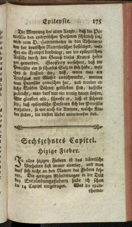 Sechszehntes Capitel. Hizige Fieber.