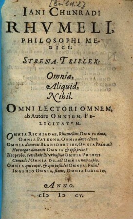 Strema triplex : Omnia, Aliquid, Nihil