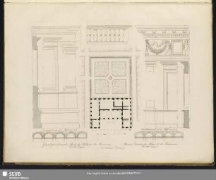 Grundriß und einzelne Theile des Pallastes der Farnesina. Via della Longara