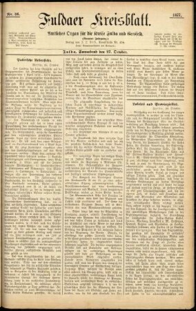 Erste Ausgabe vom Samstag, den 27. Oktober 1877.