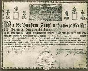 Geleitbrief des Hafners Nicolaus Christian Lawall, 1791