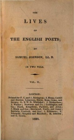 The lives of the English Poets. 2