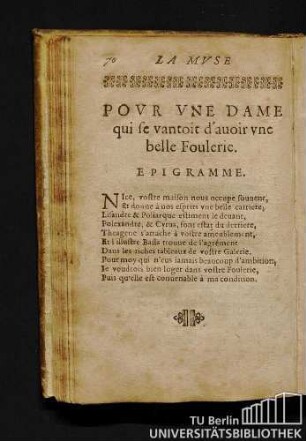 Povr Vne Dame qui fe vantoit d'auoir vne belle Foulerie. Epigramme.