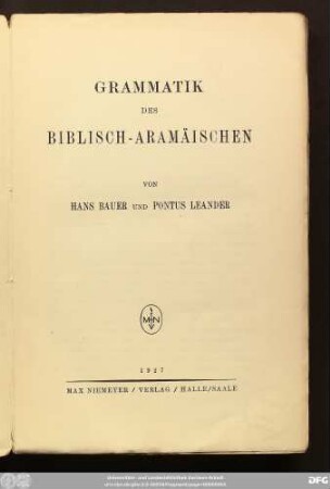 Grammatik des Biblisch-Aramäischen