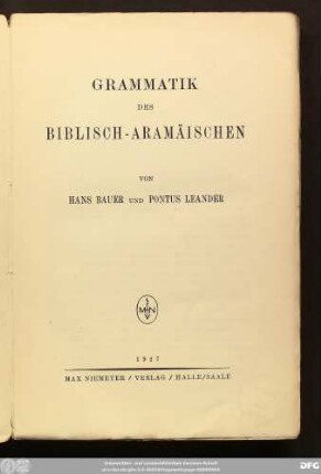 Grammatik des Biblisch-Aramäischen