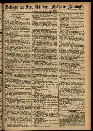 Zweite Ausgabe vom Sonntag, den 17. September 1893.