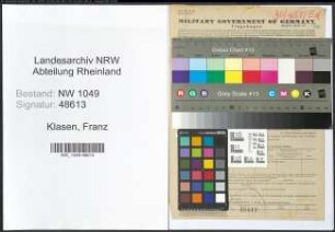 Entnazifizierung Franz Klasen , geb. 29.11.1902 (Tierpfleger)