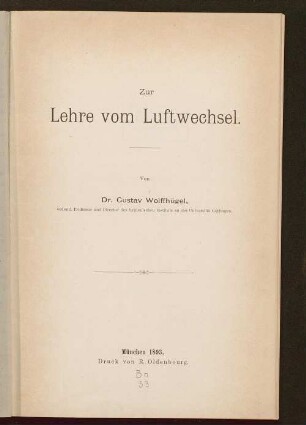 Zur Lehre vom Luftwechsel