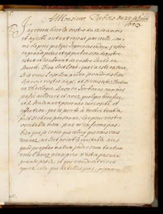 A Monsieur Dubois du 28 de Juin 1683