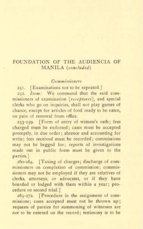 Foundation of the audiencia of Manila (concluded)