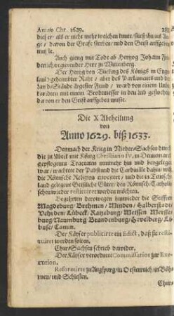 Die X. Abtheilung von Anno 1629. biß 1633.