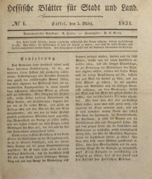 № 1. Cassel, den 2. März. 1831.