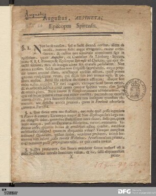 Augustus, Aestheta, Episcopus Spirensis.