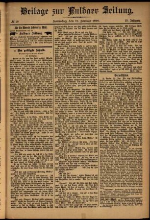 Zweite Ausgabe vom Samstag, den 25. Januar 1896.