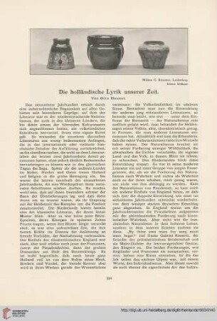 Die holländische Lyrik unserer Zeit