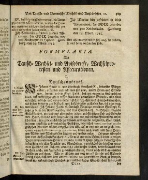 569-582, Formularia. Die Tausch-Wechsel- und Avisobriefe, Wechselprotesten und Affecurationen.
