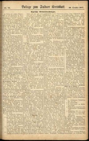 Zweite Ausgabe vom Samstag, den 20. Oktober 1877.