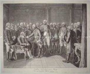 Gruppenbild mit General von Zieten und Friedrich dem Großen