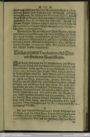 Wohlgegründete Fundamenta des Chur- und Fürstlichen Hauses Sachsen